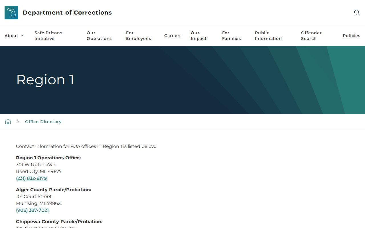 Marquette County criminal records probation and parole office listing
